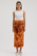 T. Mermer Desenli Pliseli Etek