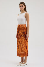 T. Mermer Desenli Pliseli Etek - Görsel 3