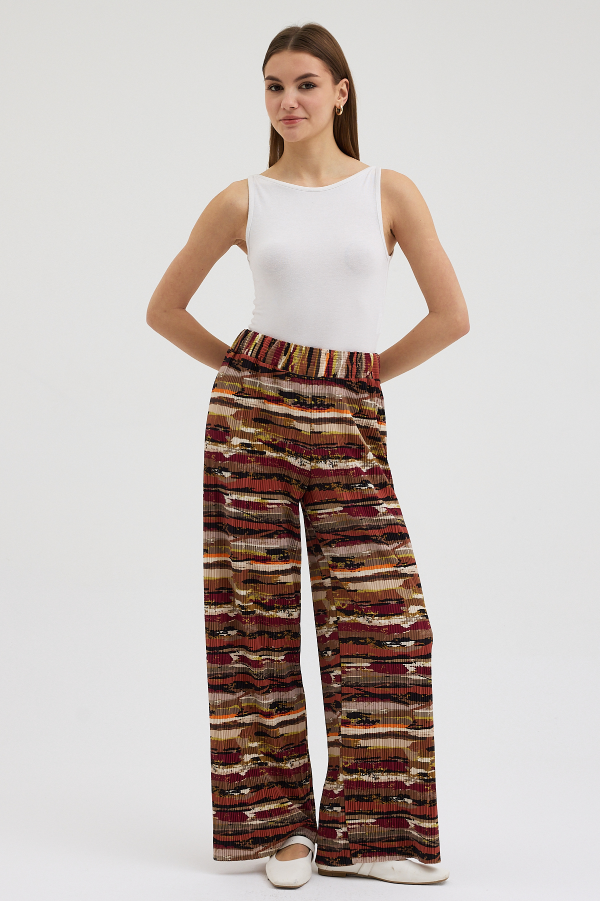 27.12.2025_ELISA11470 Çok Renkli Pliseli Pantolon - Görsel 1