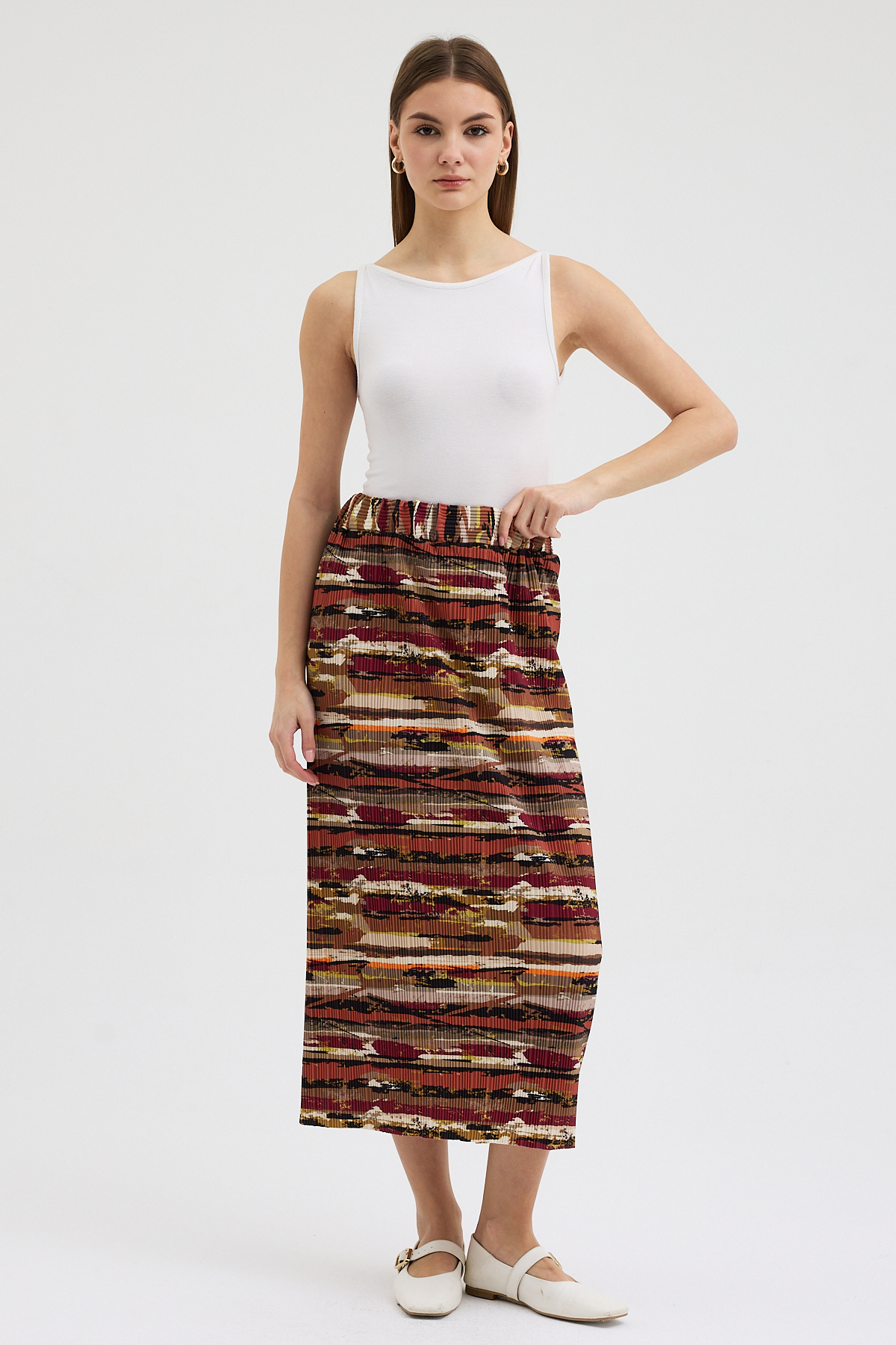 27.12.2025_ELISA11486 Çok Renkli Pliseli Etek - Görsel 1