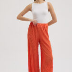 Turuncu Pliseli Pantolon