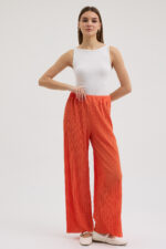 Turuncu Pliseli Pantolon