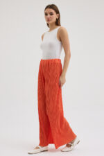 Turuncu Pliseli Pantolon - Görsel 3