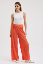 Turuncu Pliseli Pantolon - Görsel 4