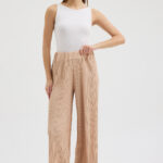 Bej Pliseli Pantolon
