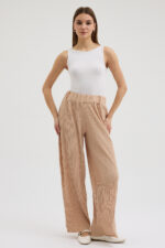 Bej Pliseli Pantolon - Görsel 2