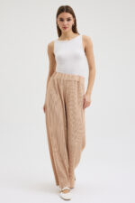 Bej Pliseli Pantolon - Görsel 3