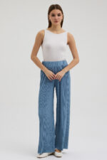 Mavi Pliseli Pantolon