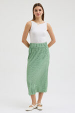 Su Yeşili Pliseli Etek - Görsel 2