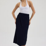 Lacivert Pliseli Etek