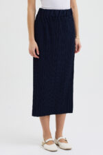 Lacivert Pliseli Etek - Görsel 6