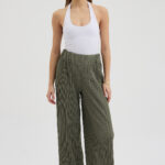 Haki Pliseli Pantolon