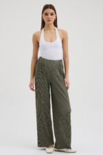 Haki Pliseli Pantolon