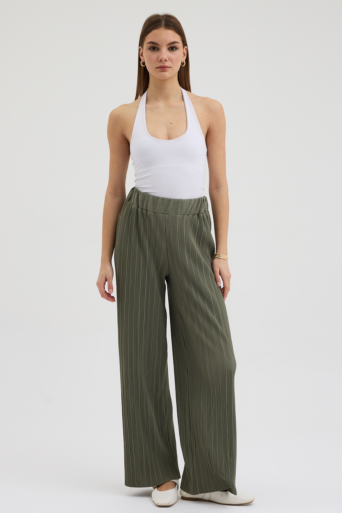 27.12.2025_ELISA11616 Haki Pliseli Pantolon - Görsel 1