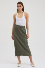 Haki Pliseli Etek - Görsel 3