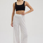 Beyaz Pliseli Pantolon