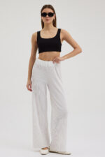 Beyaz Pliseli Pantolon