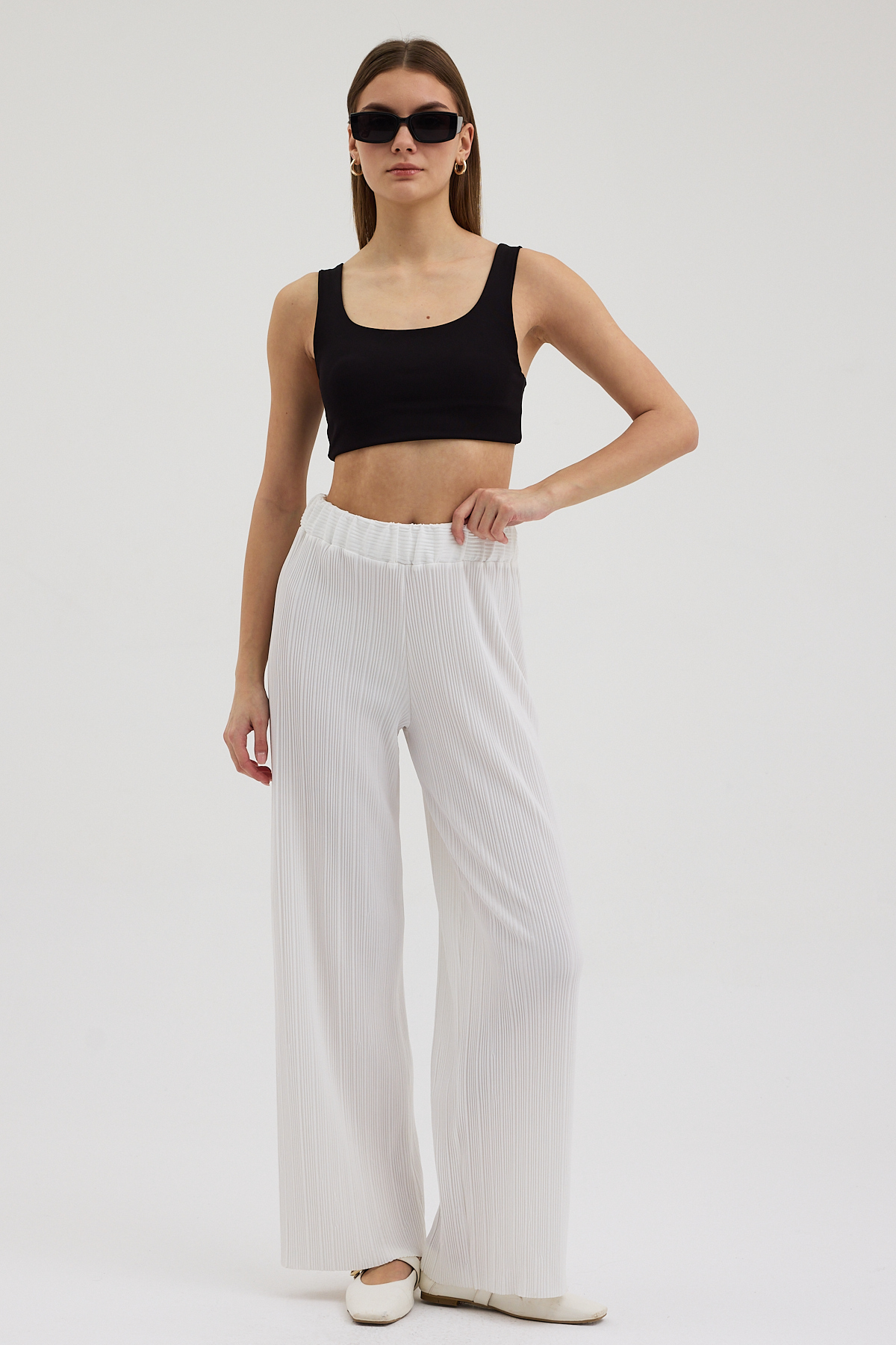 27.12.2025_ELISA11656 Beyaz Pliseli Pantolon - Görsel 1