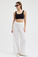 Beyaz Pliseli Pantolon - Görsel 2