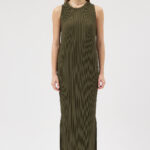 Haki Pliseli Elbise
