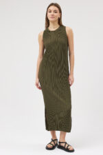 Haki Pliseli Elbise - Görsel 3