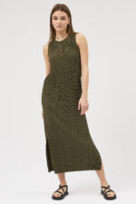 Haki Pliseli Elbise - Görsel 2
