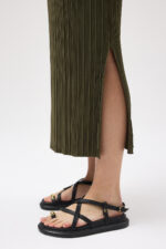 Haki Pliseli Elbise - Görsel 7