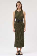 Haki Pliseli Elbise - Görsel 5