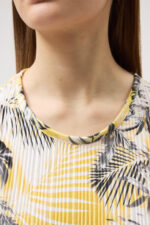 Tropikal Desen Pliseli Elbise - Görsel 5