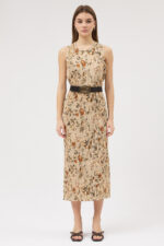 Sütlü Kahve Pliseli Elbise - Görsel 4