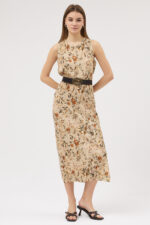 Sütlü Kahve Pliseli Elbise - Görsel 5