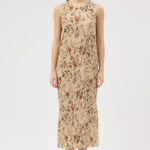 Sütlü Kahve Pliseli Elbise