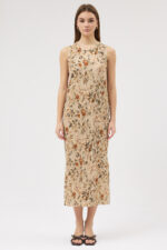 Sütlü Kahve Pliseli Elbise