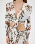 Beyaz Pliseli Çiçekli Pareo Takım - Görsel 7