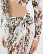 Beyaz Pliseli Çiçekli Pareo Takım - Görsel 8