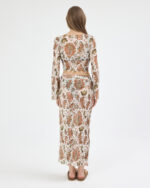 Beyaz Pliseli Vintage Çiçekli Pareo Takım - Görsel 3