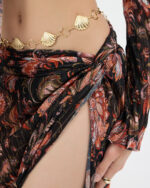 Siyah Pliseli Vintage Çiçekli Pareo Takım - Görsel 7