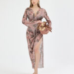 Gül Kurusu Pliseli Çiçekli Pareo Takım