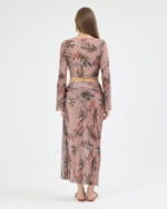 Gül Kurusu Pliseli Çiçekli Pareo Takım - Görsel 4