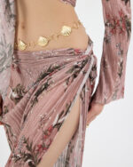 Gül Kurusu Pliseli Çiçekli Pareo Takım - Görsel 6