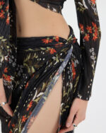 Siyah Pliseli Çiçekli Pareo Takım - Görsel 6