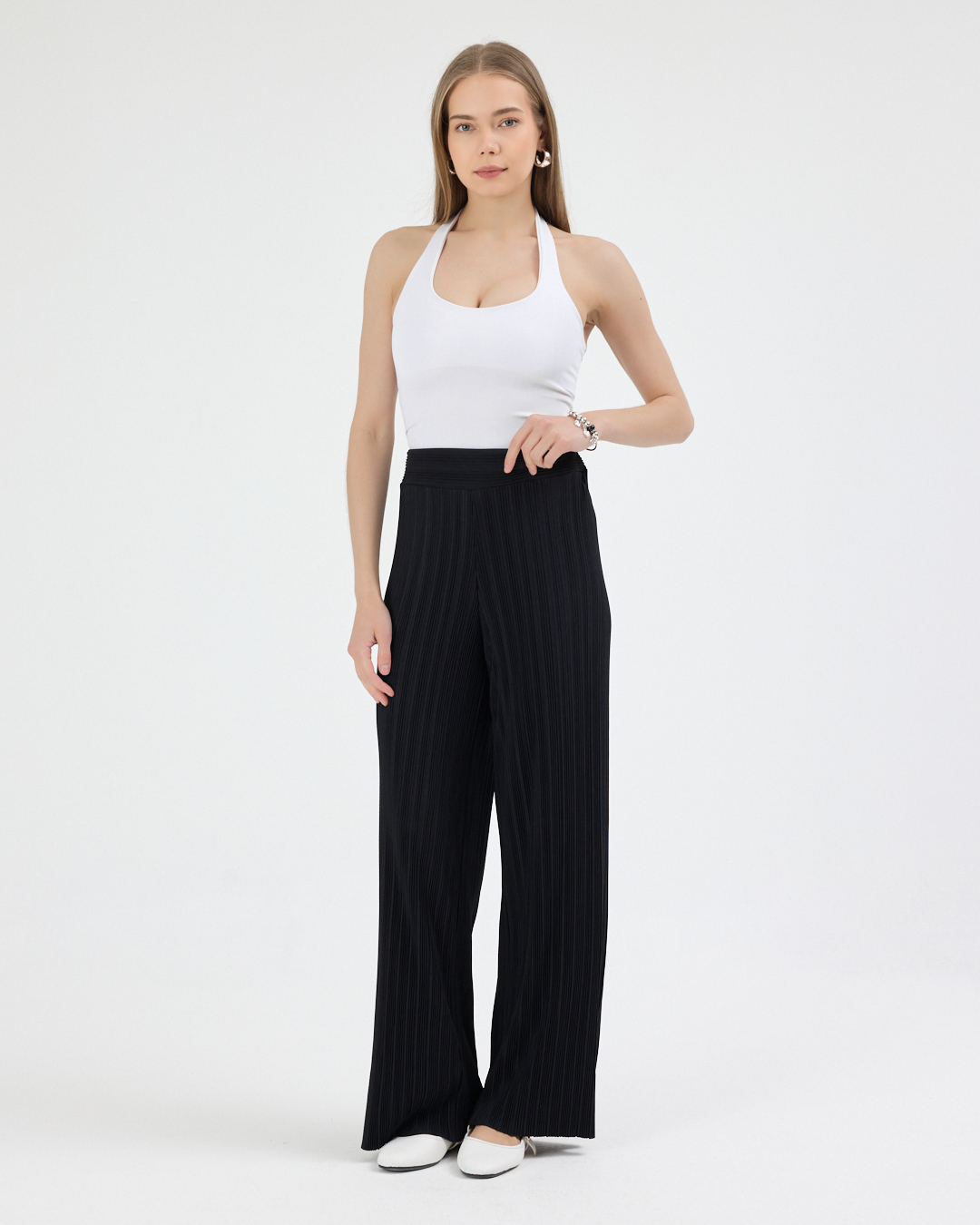 28.02.2026_KATE15244 Siyah Düz Pliseli Pnatolon - Görsel 1