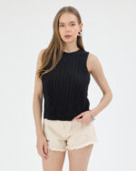 Siyah Düz Pliseli Bluz